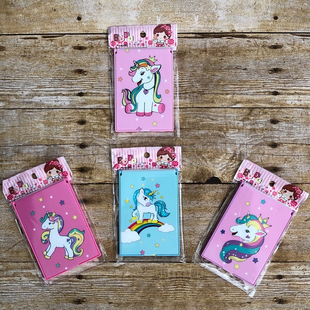🆕 FOUR Unicorn Mirror Comb Compacts Asstd Designs